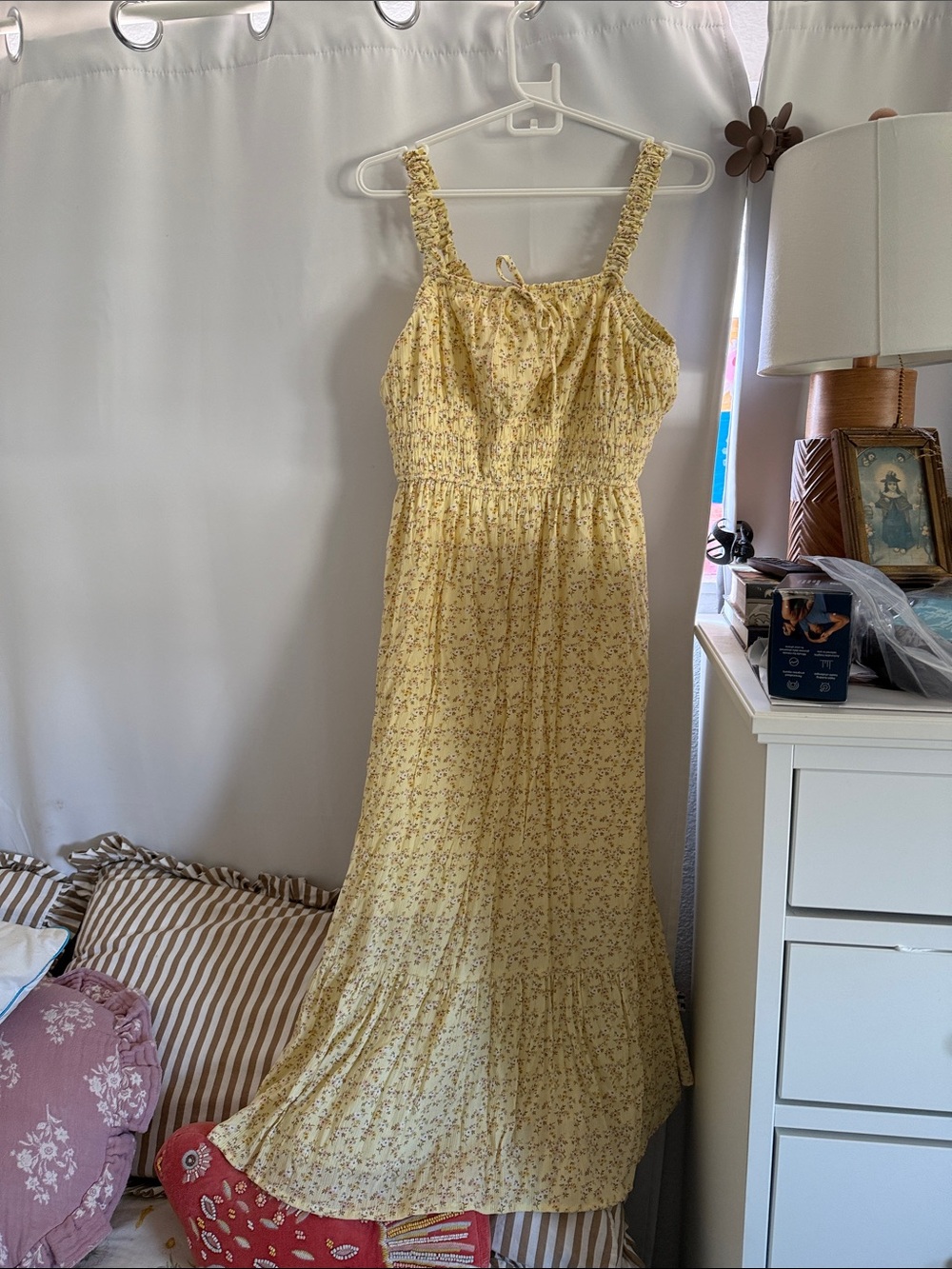 Celebrity Pink Yellow Floral Smocked Maxi Dress